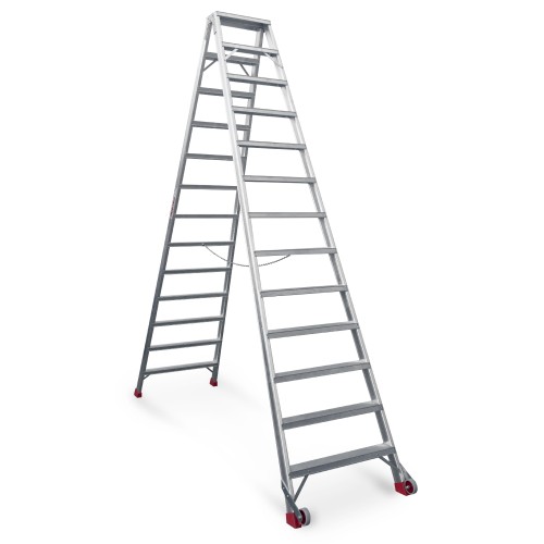 Escalera de tijera aluminio de doble subida 13+13 peldaños NDS13 Faraone