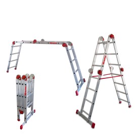 Escalera articulada multiuso en aluminio 14 peldaños EA614 Faraone