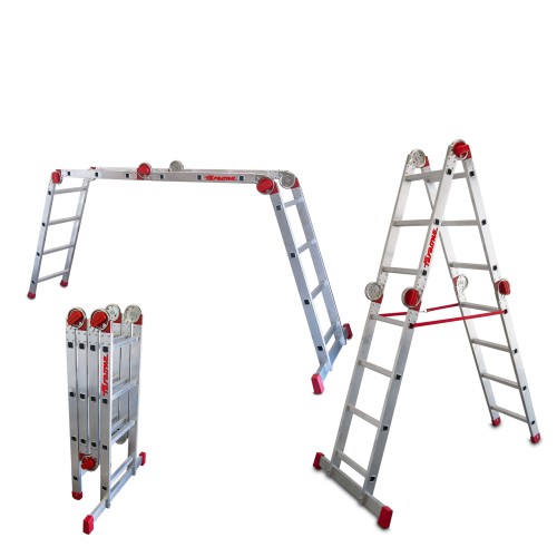 Escalera articulada multiuso en aluminio 14 peldaños EA614 Faraone