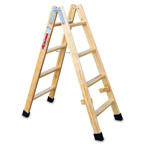 Escalera doble subida de madera 4+4 peldaños LD04 Faraone
