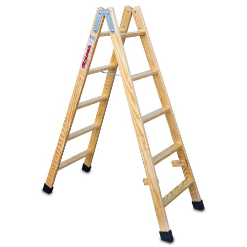 Escalera doble subida de madera 5+5 peldaños LD05 Faraone