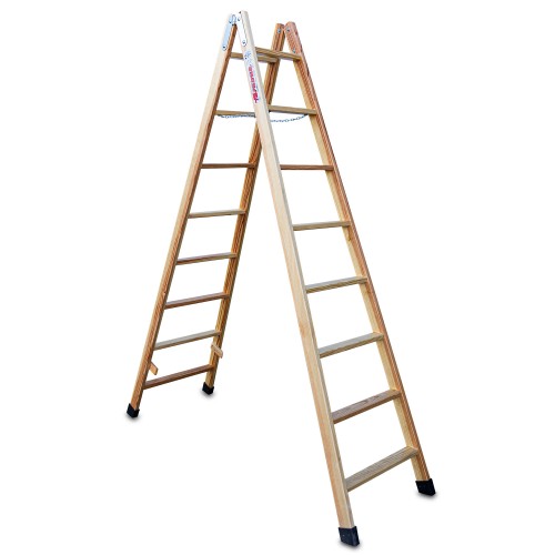 Escalera doble subida de madera 8+8 peldaños LD08 Faraone