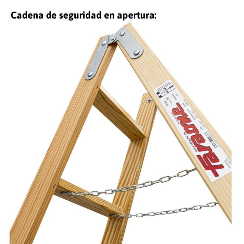 Escalera doble subida de madera 10+10 peldaños