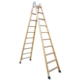 Escalera doble subida de madera 10+10 peldaños LD10 Faraone
