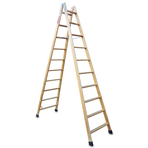 Escalera doble subida de madera 10+10 peldaños LD10 Faraone