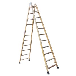 Escalera doble subida de madera 11+11 peldaños LD11 Faraone