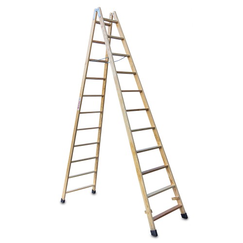 Escalera doble subida de madera 11+11 peldaños LD11 Faraone