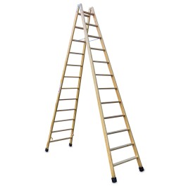 Escalera doble subida de madera 12+12 peldaños LD12 Faraone