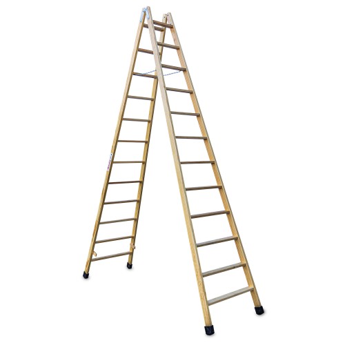 Escalera doble subida de madera 12+12 peldaños LD12 Faraone