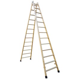 Escalera doble subida de madera 13+13 peldaños LD13 Faraone