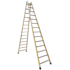 Escalera doble subida de madera 14+14 peldaños LD14 Faraone