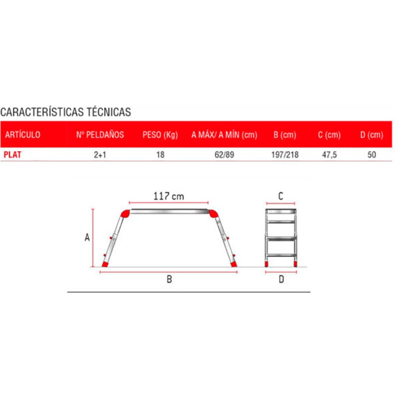 Plataforma de trabalho dobrável profissional em alumínio com altura ajustável