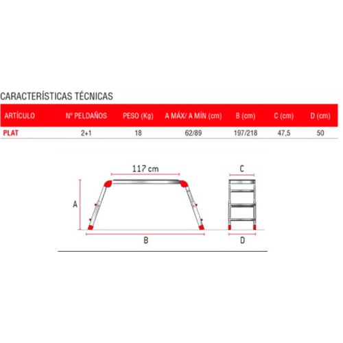 Plataforma de trabalho dobrável profissional em alumínio com altura ajustável