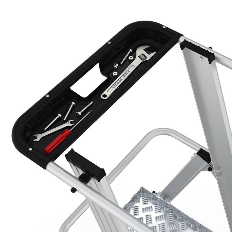 Escalera de aluminio para trabajos profesionales de uso intensivo.