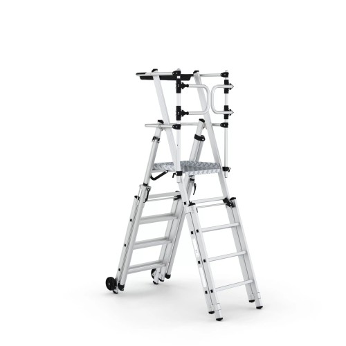 Escalera telescópica de aluminio con ruedas uso profesional JANUS