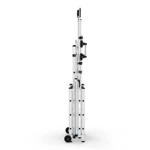 Escada telescópica de alumínio com rodas para uso profissional