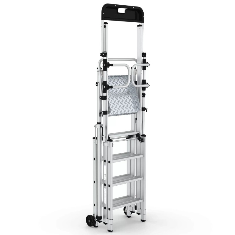 Escalera telescópica de aluminio con ruedas uso profesional
