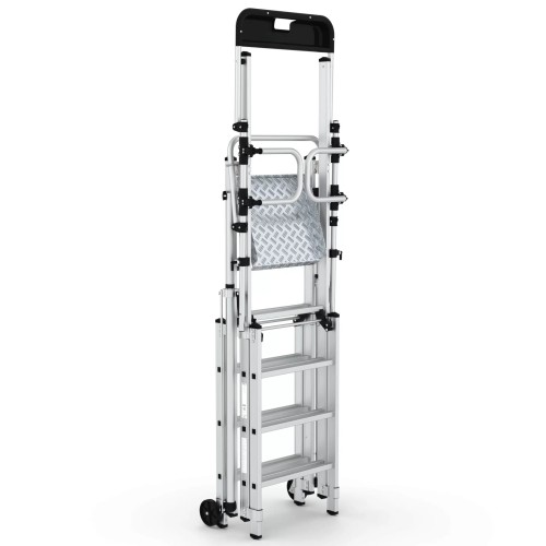 Escalera telescópica de aluminio con ruedas uso profesional