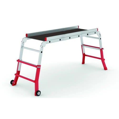 Plataforma dupla telescópica profissional em alumínio 2+1 degraus