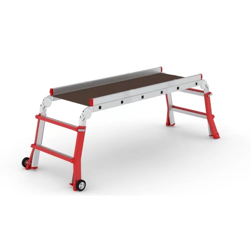 Plataforma dupla telescópica profissional em alumínio 2+1 degraus