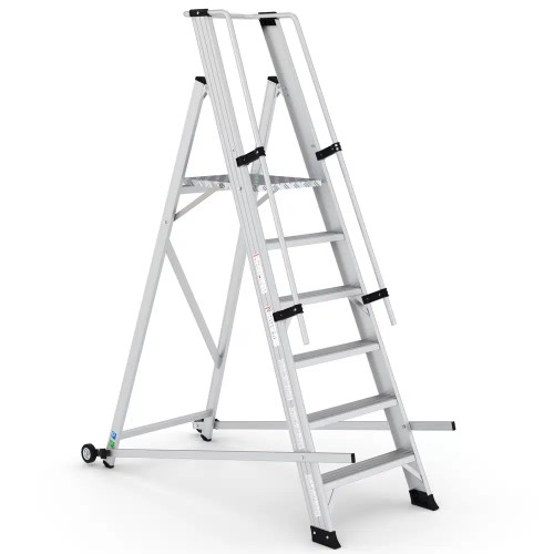 Escada robusta em alumínio com estrutura soldada SITRA 6 degraus PERSUM