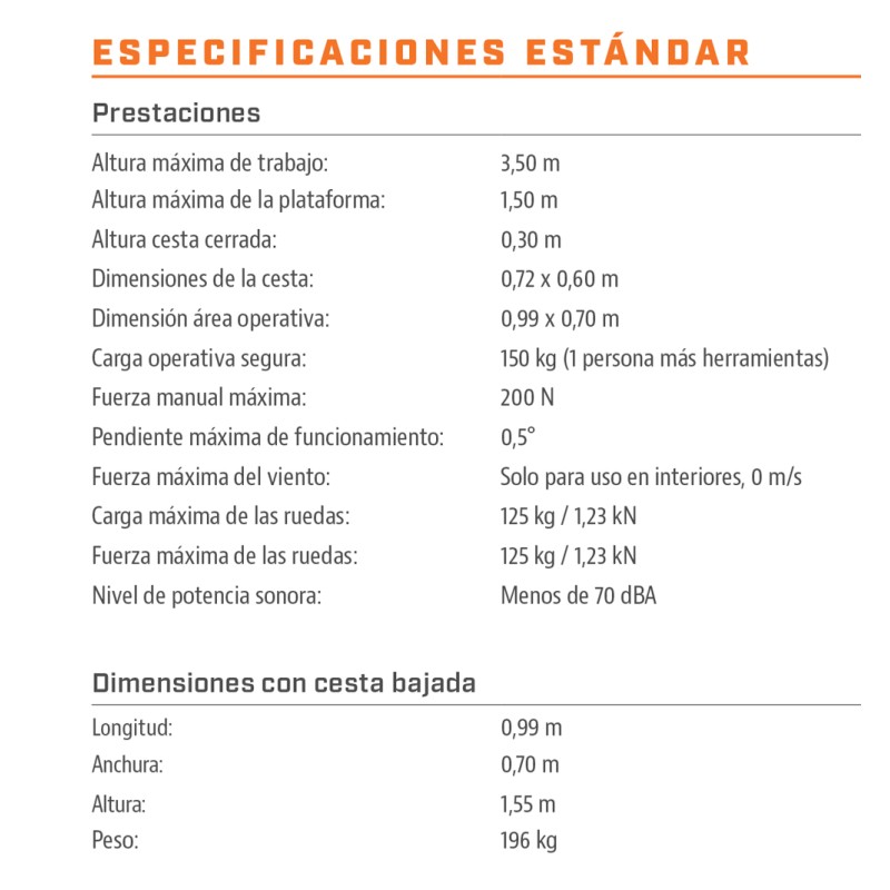 Plataforma elevadora de empuje y elevación manual