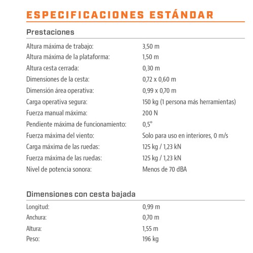 Plataforma elevadora de empuje y elevación manual