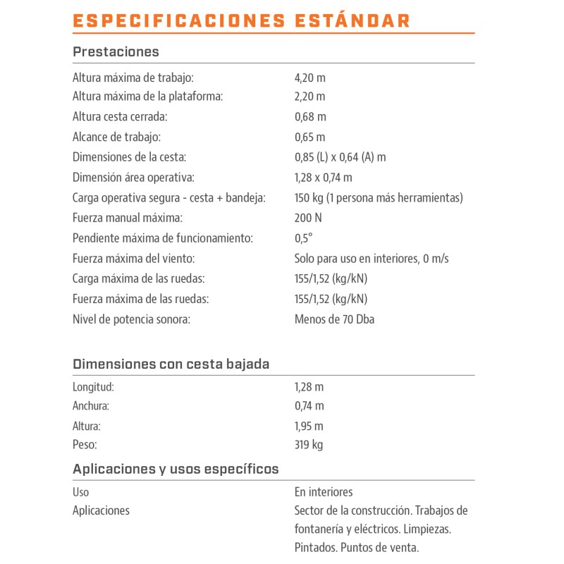 Plataforma de elevação manual de empurrar e levantar pessoal ECOLIFT