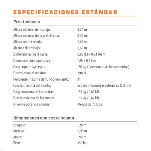 Plataforma de elevação manual de empurrar e levantar pessoal  ECOLIFT WR