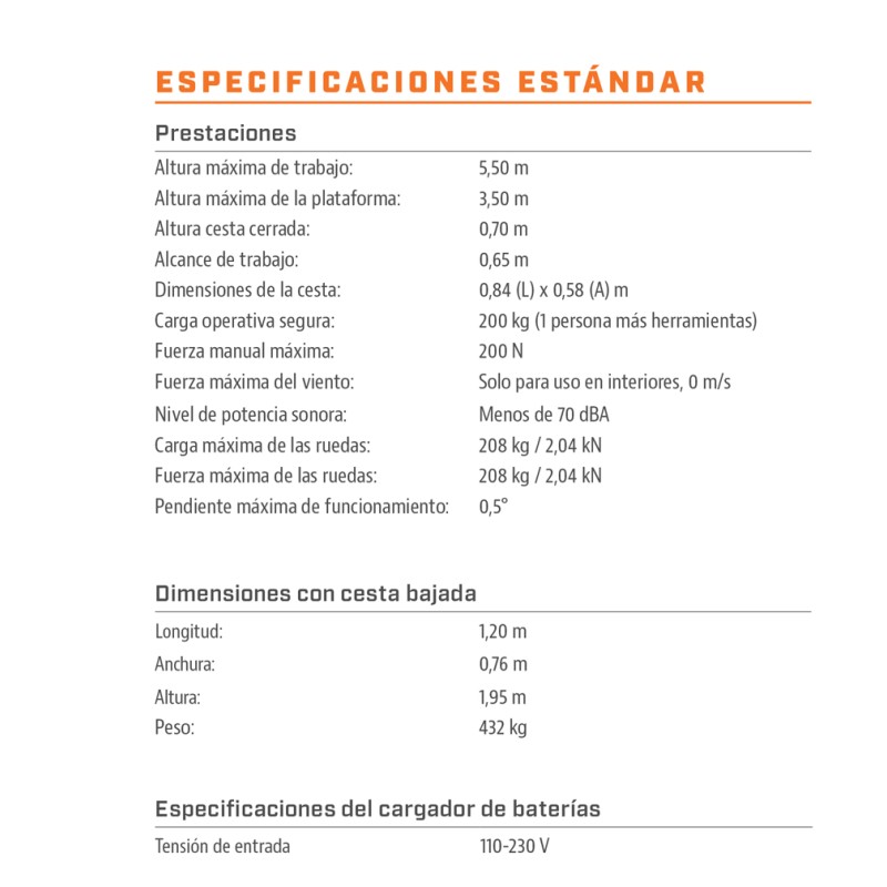Plataforma elevadora de personal de empuje manual y elevación eléctrica