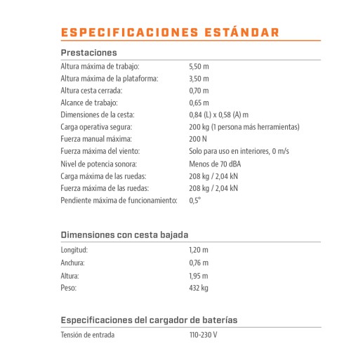 Plataforma elevadora de personal de empuje manual y elevación eléctrica