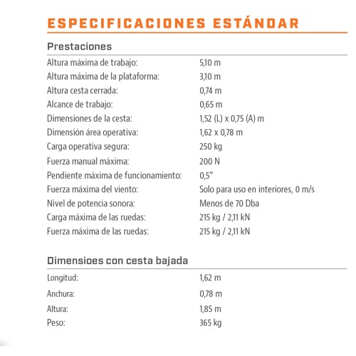 Plataforma elevadora de personal de empuje manual y elevación eléctrica