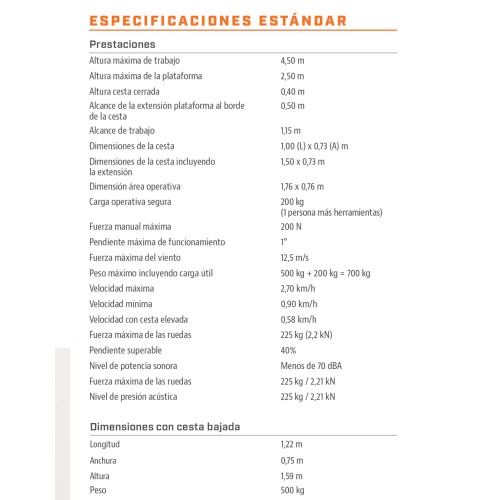 Plataforma elevatória elétrica autopropelida para pessoal