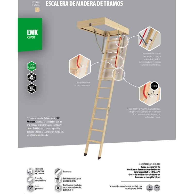 Escalera Escamoteable de Tramos de Madera