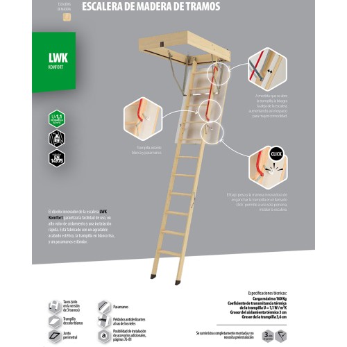 Escalera Escamoteable de Tramos de Madera