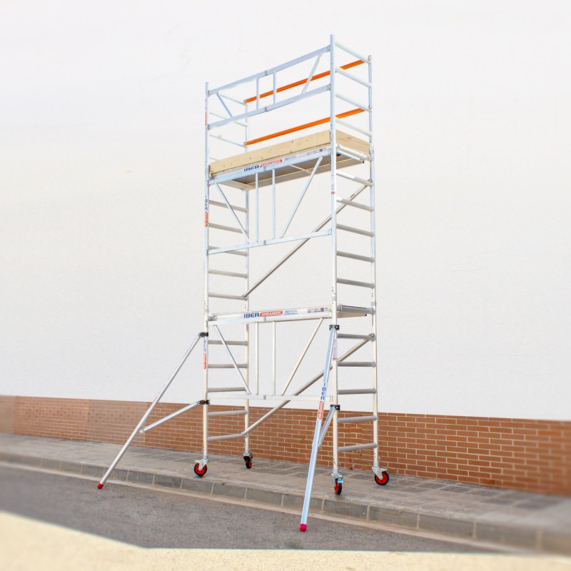 Andamio plegable 75x190 5,70-A m Altura de trabajo con rodapié y estabilizadores