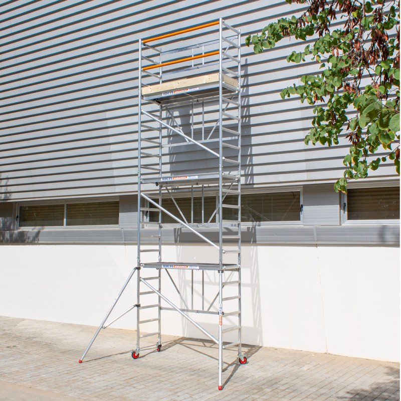 Andamio plegable 75x190 7,50 m Altura de trabajo con rodapié y estabilizadores