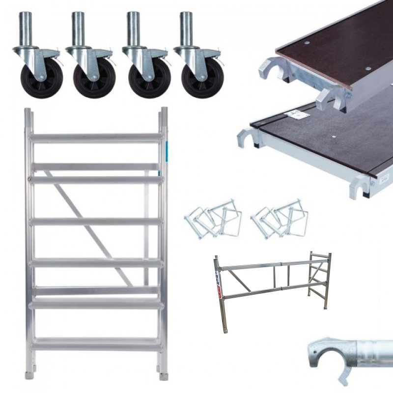 Andamio plegable 90x190 3,85 m Altura trabajo Plataforma C/T + Plataforma 30 cm