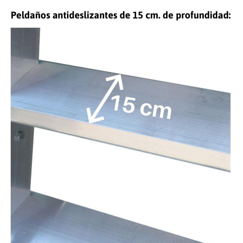 Escada profissional em alumínio para manutenção de veículos de grande porte, armazéns, silos.