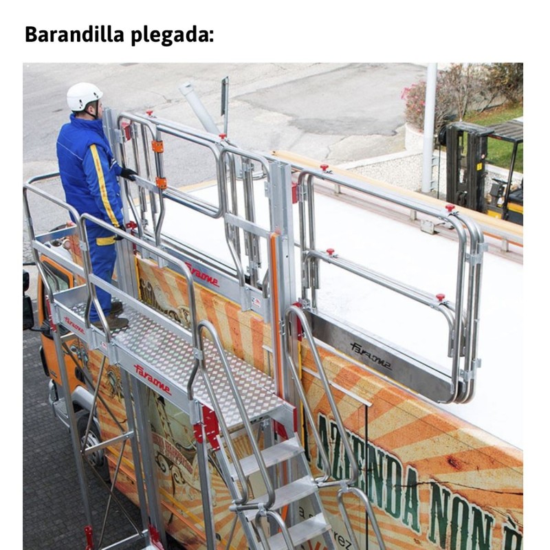 Escada profissional em alumínio para manutenção de veículos de grande porte, armazéns, silos.
