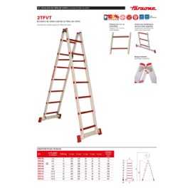 Escalera de doble subida en fibra de vidrio 2x5 peldaños 2TFVT Faraone 2