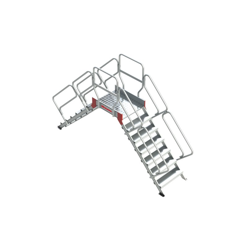 Escalera tipo puente con plataforma y 3 peldaños. Inclinación 45º SP45