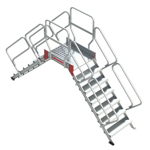 Escalera tipo puente con plataforma y 14 peldaños. Inclinación 45º SP45