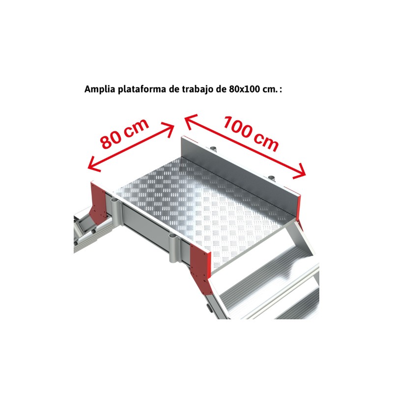 Escalera tipo puente con plataforma y 3 peldaños. Inclinación 45º SP45