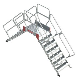 Escalera tipo puente con plataforma y 17 peldaños. Inclinación 45º SP45