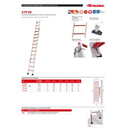 Escalera extensible de fibra y 2 tramos 14+14 peldaños 2TFVE Faraone 2