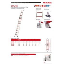 Escalera extensible de fibra con cuerda 10+10 peldaños 2TFV/EC Faraone 2