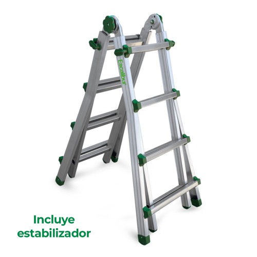 Escalera telescópica aluminio 4x4 bricolaje trabajo en desnivel Escalibur con estabilizador