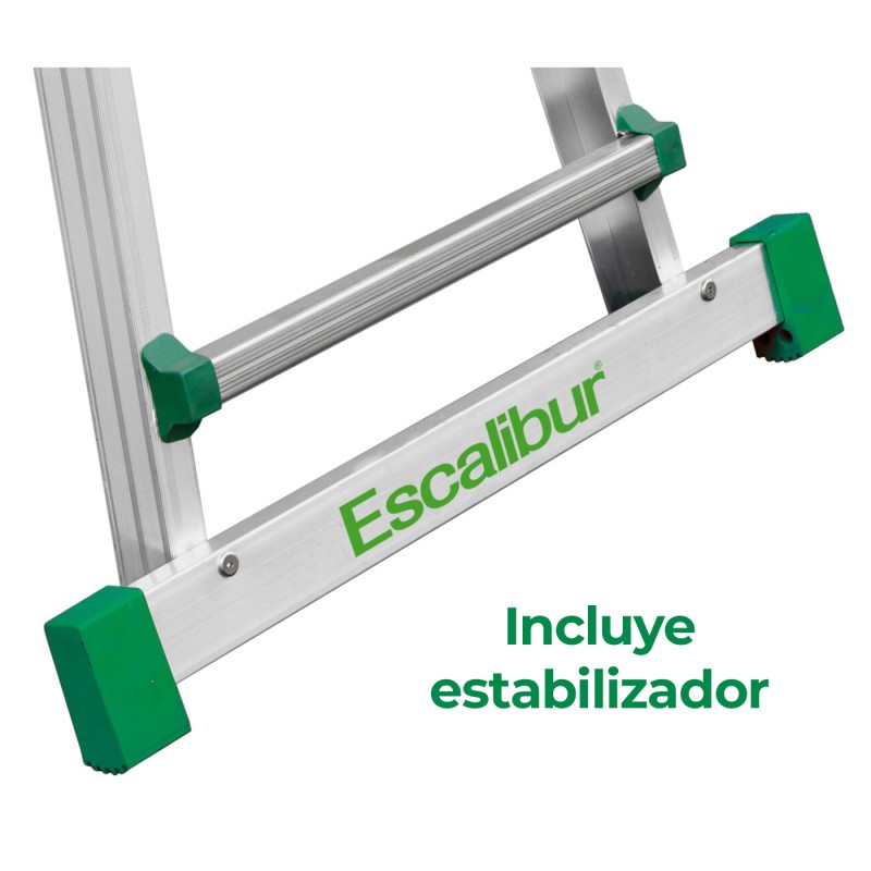 Escalera telescópica aluminio 4x4 bricolaje trabajo en desnivel Escalibur con estabilizador