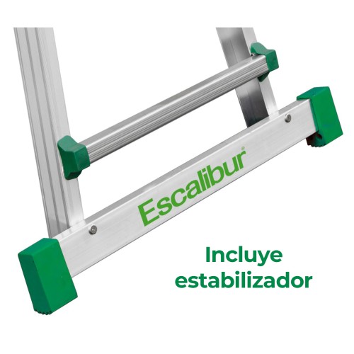 Escalera telescópica aluminio 4x4 bricolaje trabajo en desnivel Escalibur con estabilizador